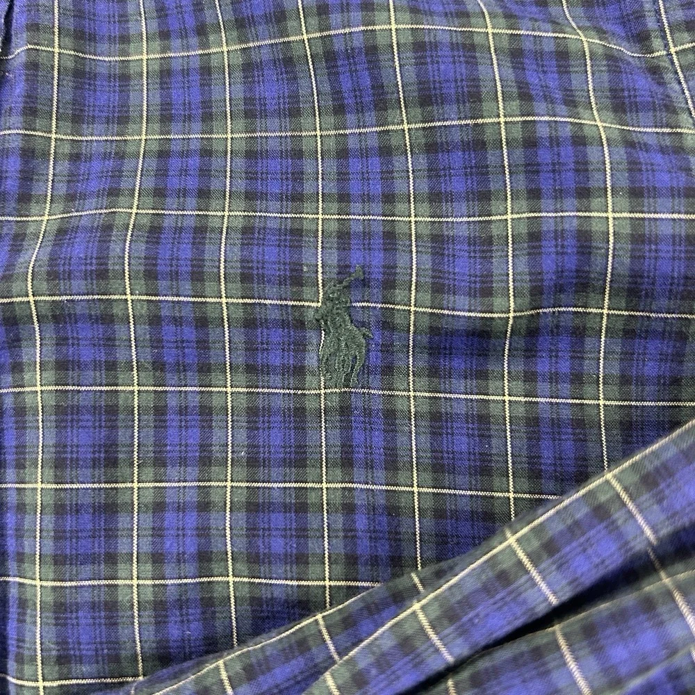 Ralph Lauren Boys 5 Navy Blue Tartan Button Down Christmas‎ Holiday Cotton